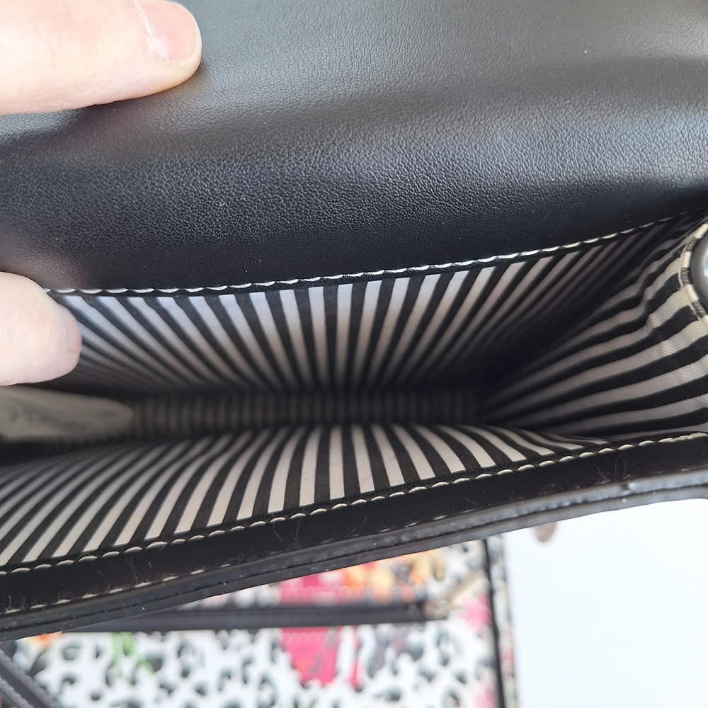 Simply Noelle Black Crossbody Bag with Striped Lining